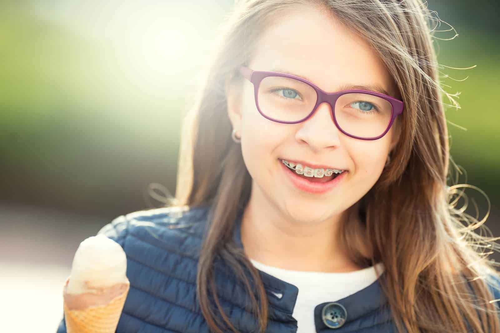 Girl enjoying braces-friendly meals